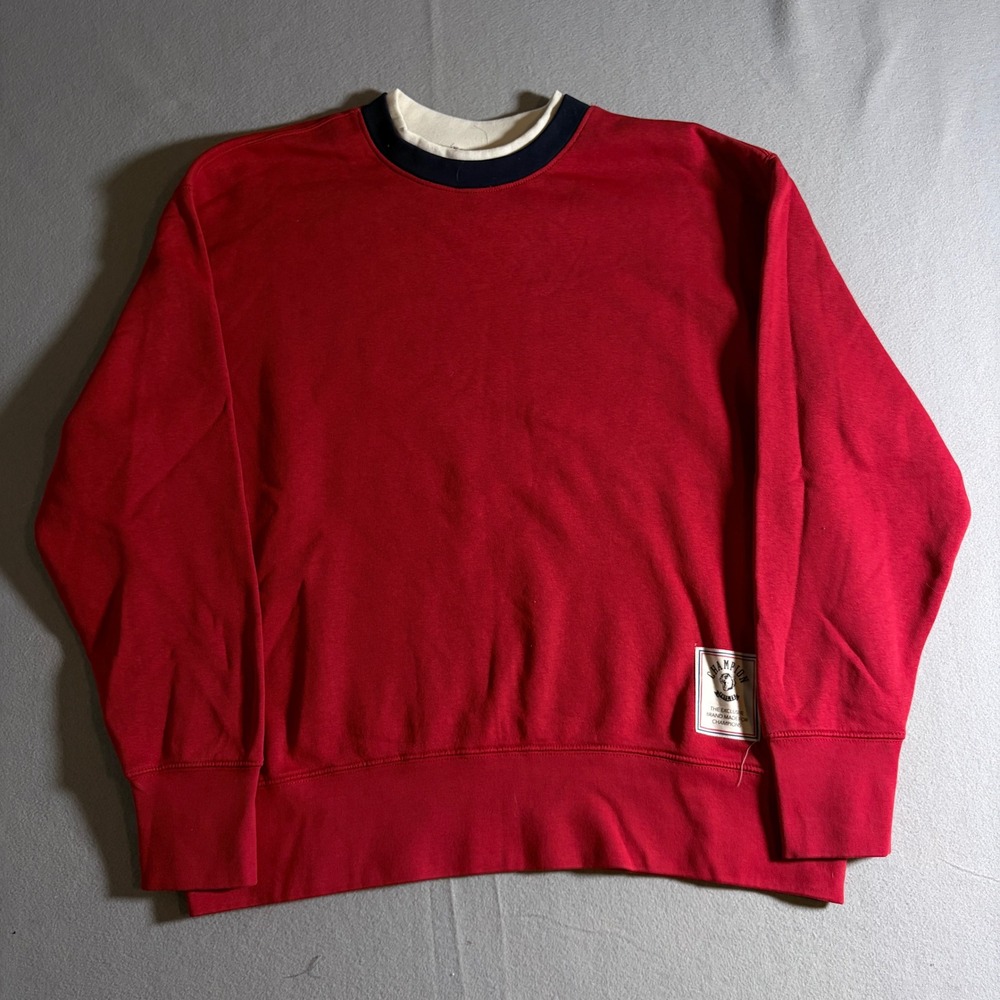 Champion Mens Phys Ed Double Collar Crewneck Sweatshirt Red Size L